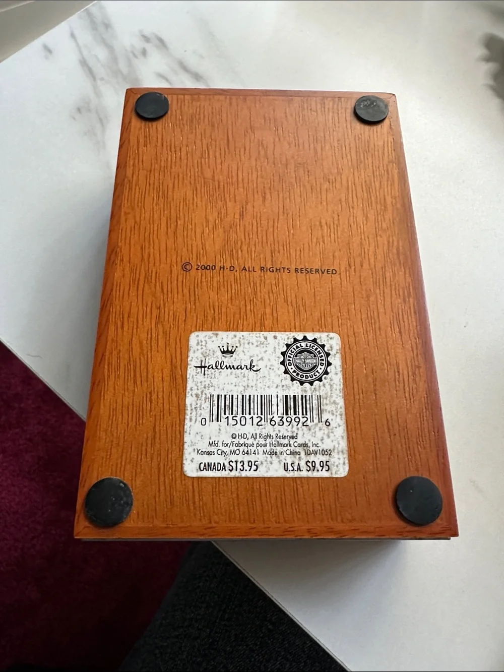 Harley-Davidson Black and Wood Accent Desktop Notepad Holder